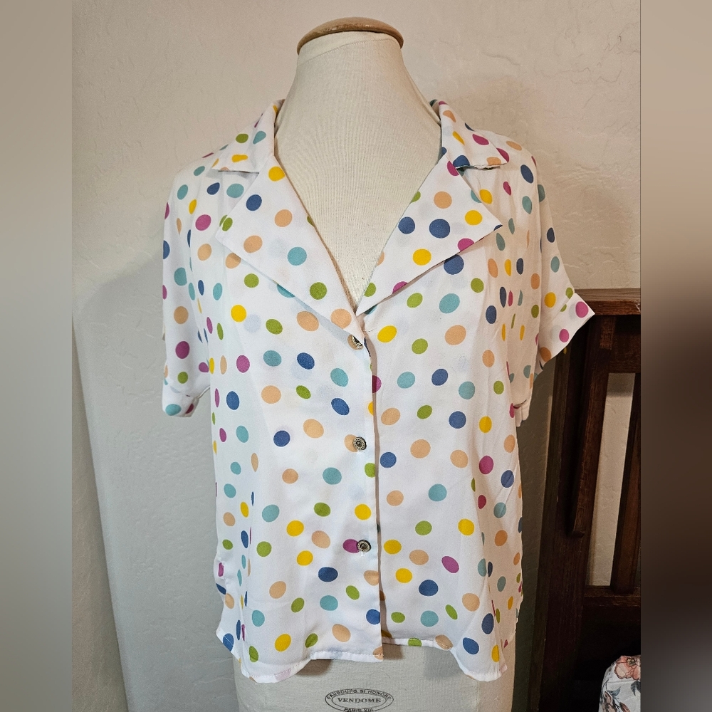 Colorful Polka Dot Button-Up Shirt
